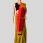 olive green saree with contrast pallu