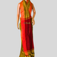 olive green saree with contrast pallu