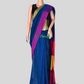 Teal blue cotton saree with contrast border
