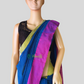 Teal blue cotton saree with contrast border
