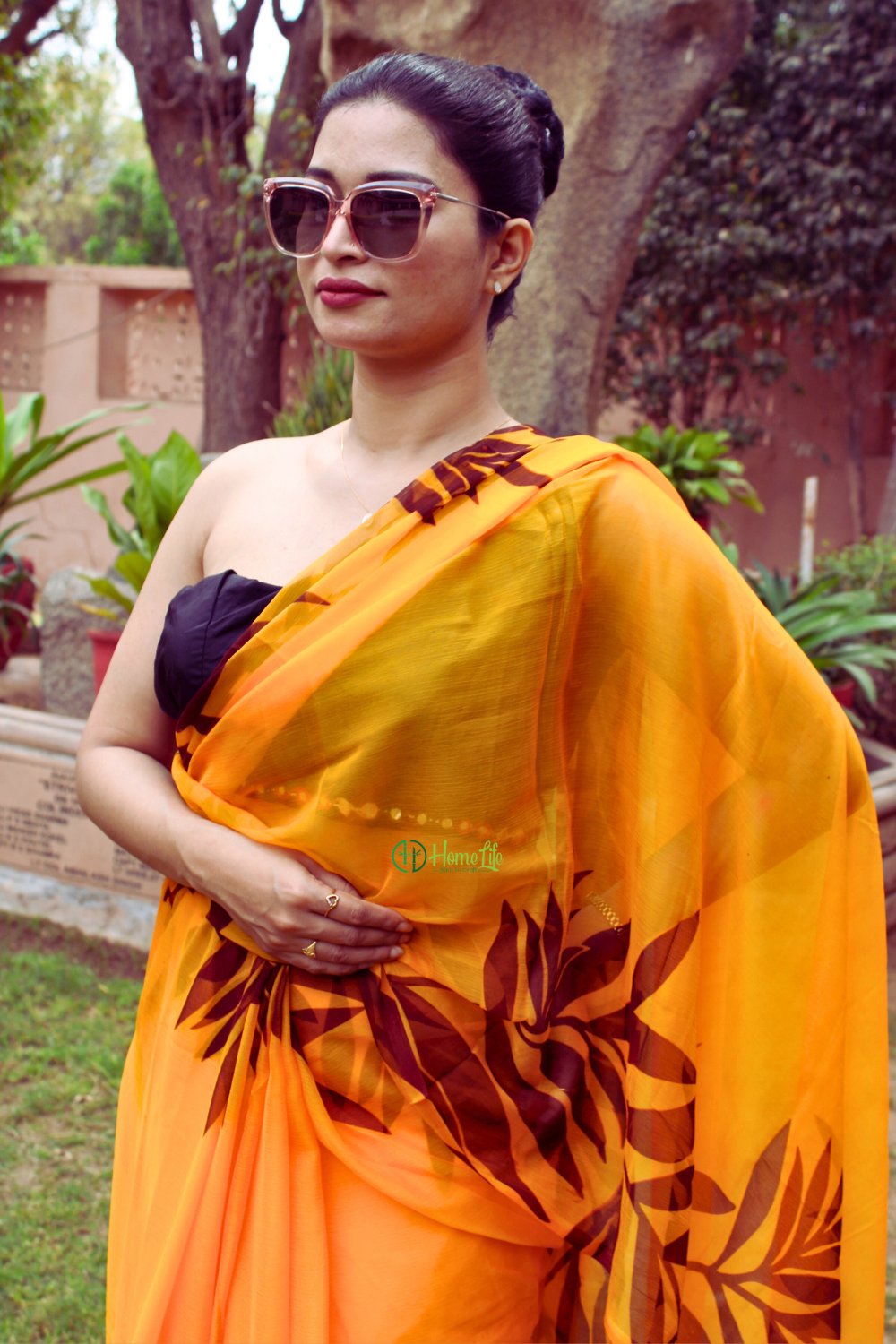 Amba leafy print saree