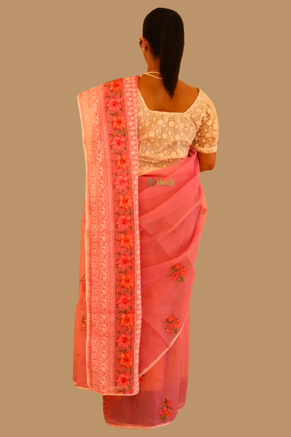 Anju Baby Pink Kota Doria saree