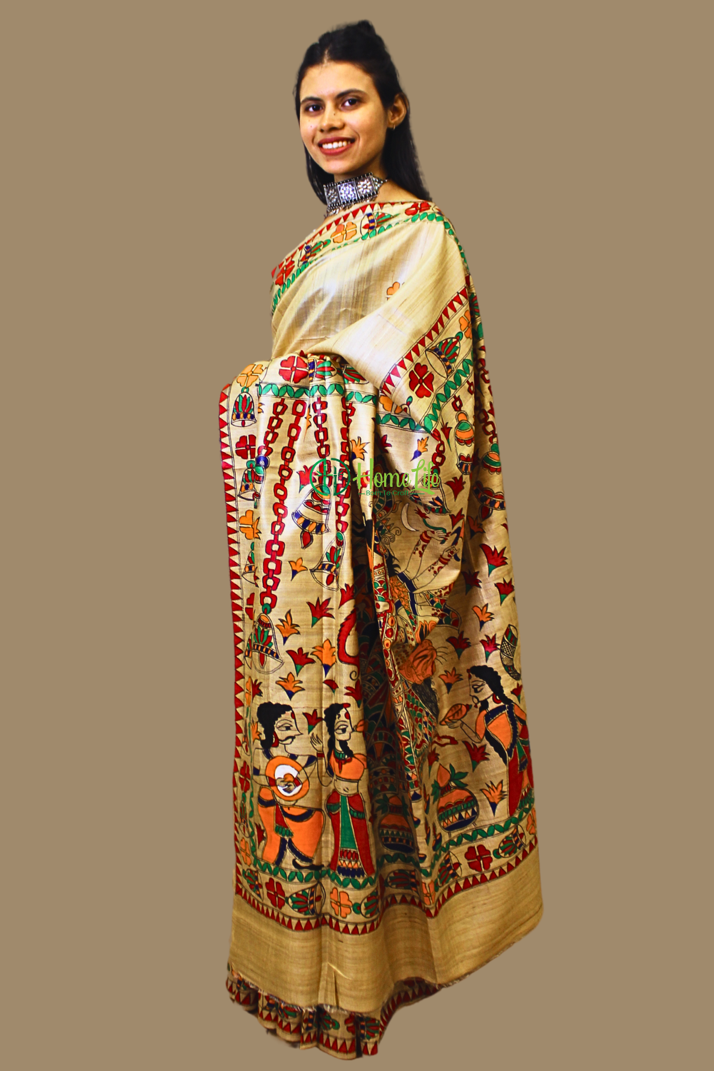 Gauri Hand Pinted Madhubani Saree