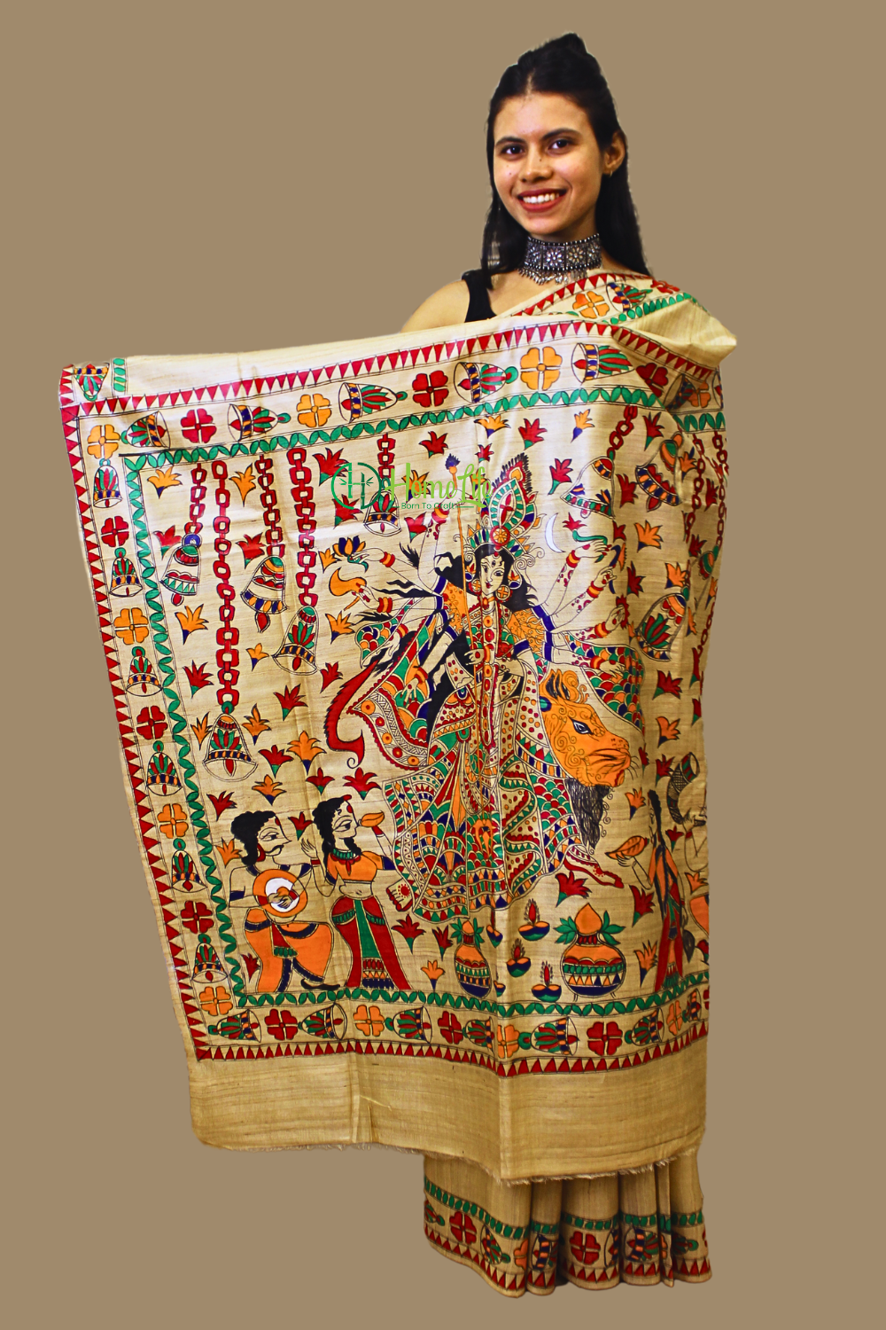 Gauri Hand Pinted Madhubani Saree