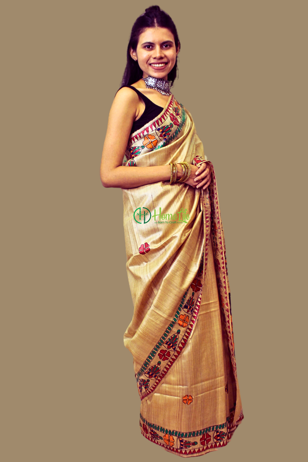 Gauri Hand Pinted Madhubani Saree