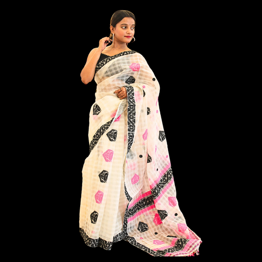 Assam Handloom Saree with Black Motif