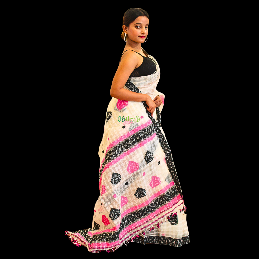 Assam Handloom Saree with Black Motif