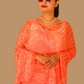 Bijli Orange Bandhej Saree
