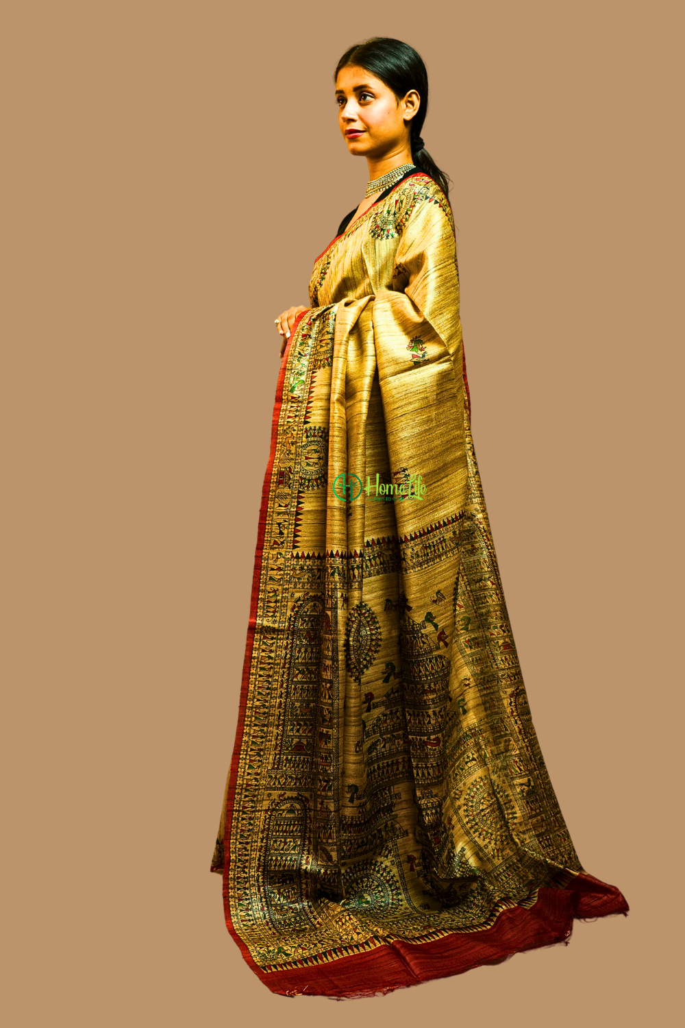 Warli print saree, Ghicha Silk Saree