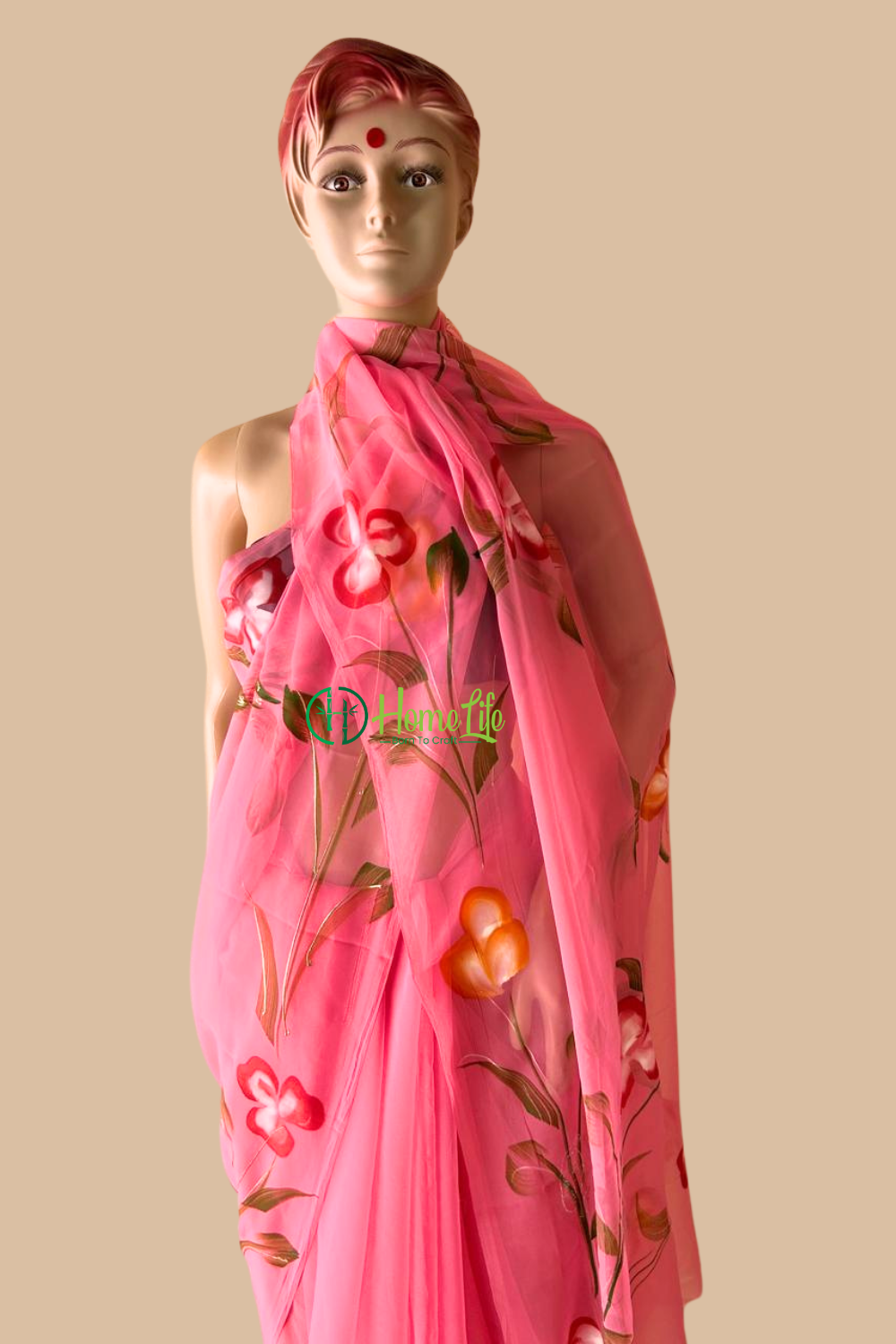 Ambika hand painted georgette saree