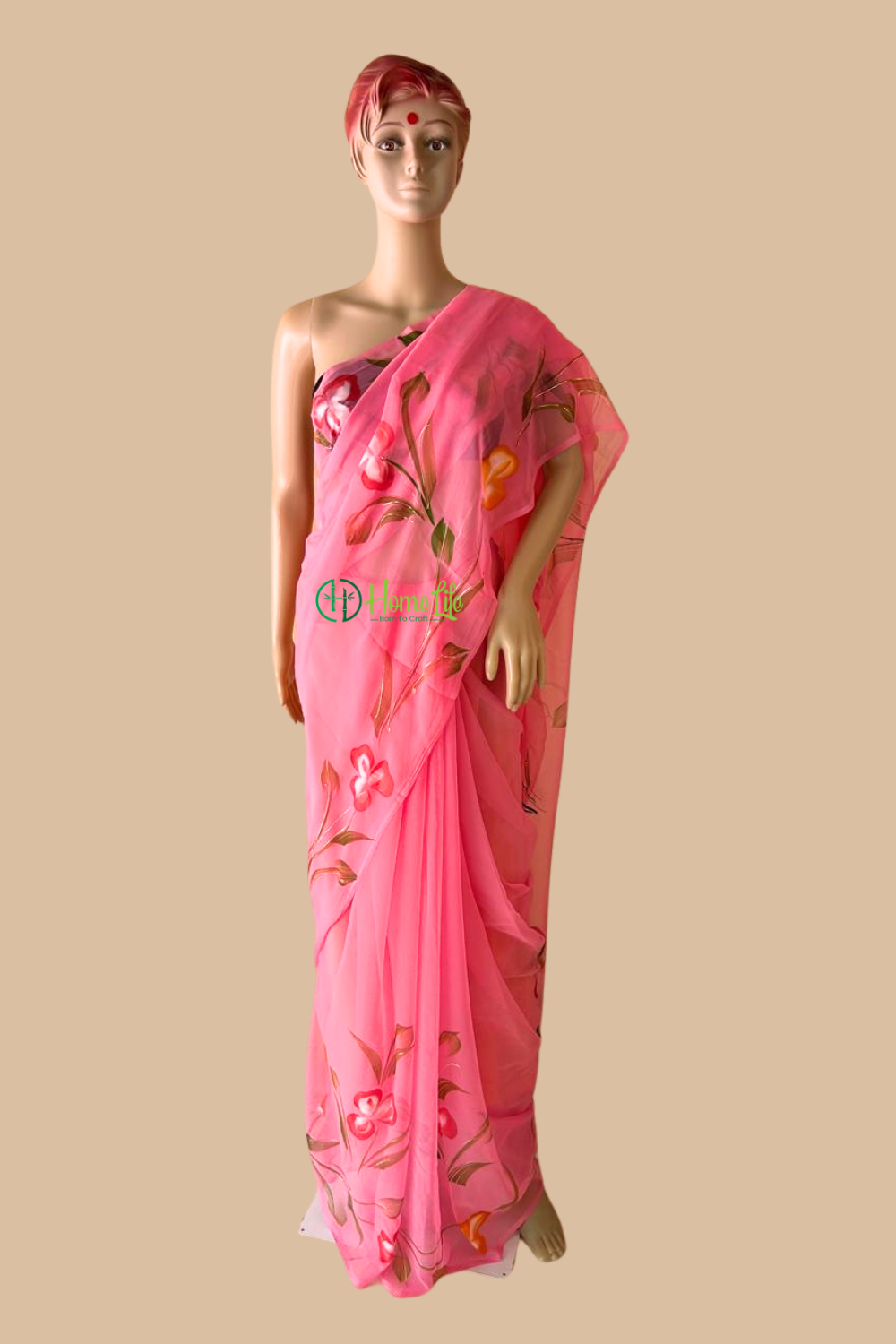 Ambika hand painted georgette saree
