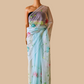 Aruna powder blue hand painted georgette saree