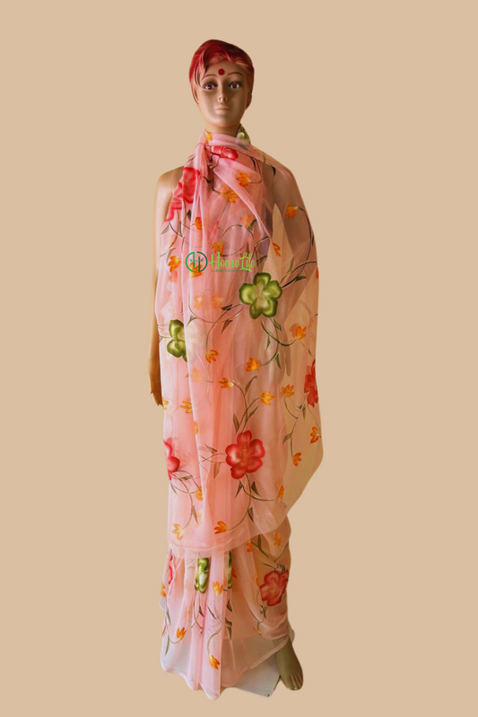 Anima hand painted georgette saree