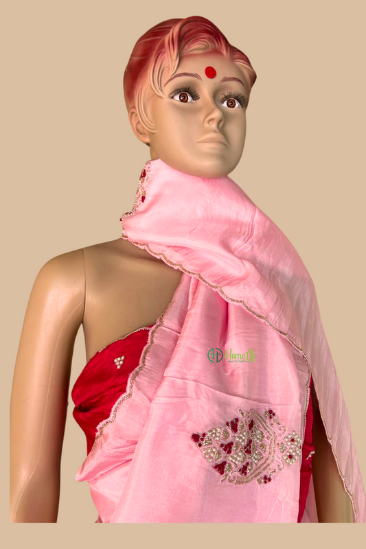 Baby pink designer saree