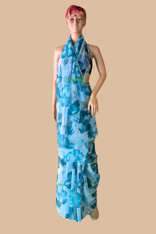Zed blue floral saree