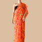 Orange floral saree