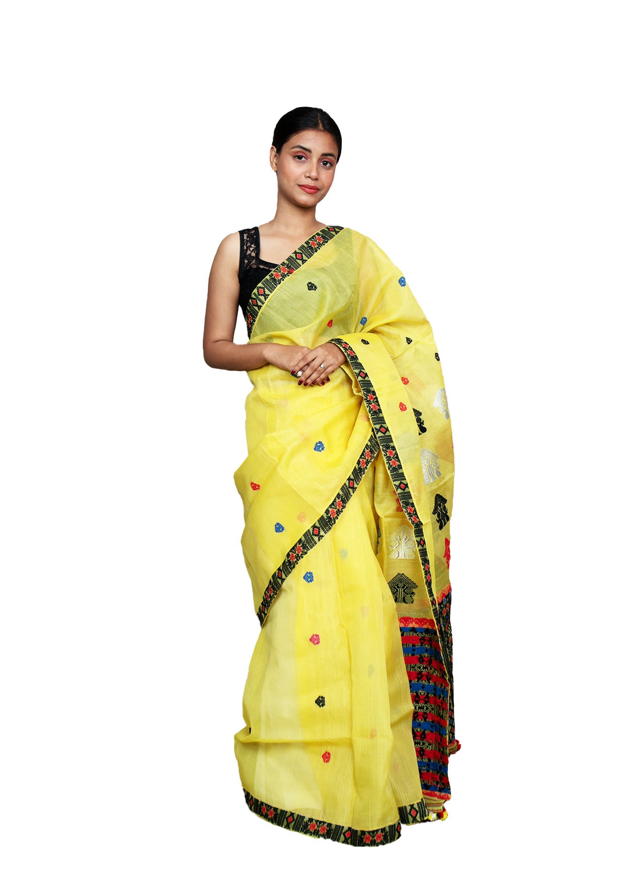 Dyed Nooni Silk Saree (Lemon Yellow)