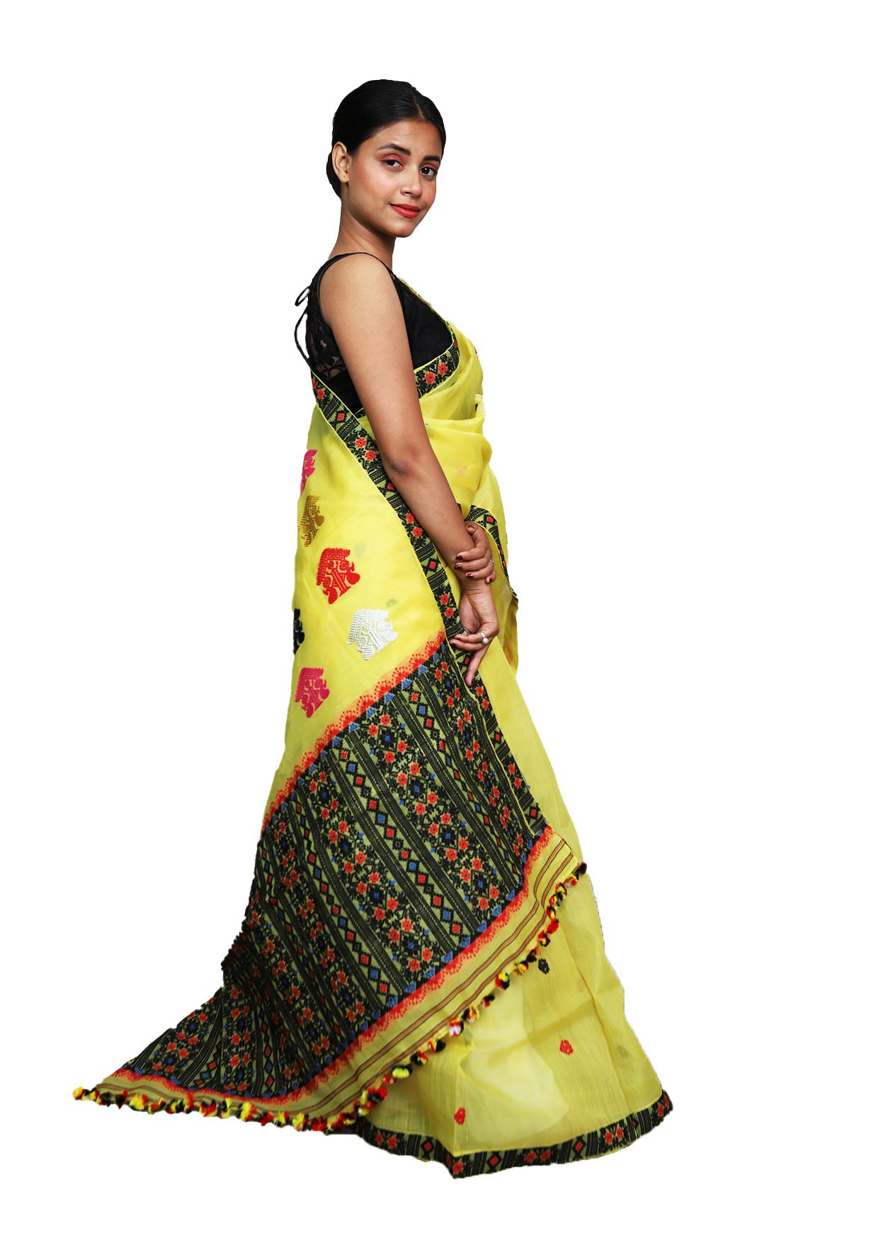 Dyed Nooni Silk Saree (Lemon Yellow)