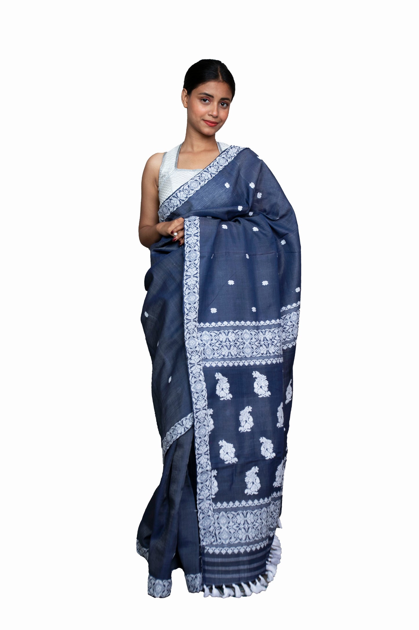 Assam Handloom Grey Nooni Cotton Saree