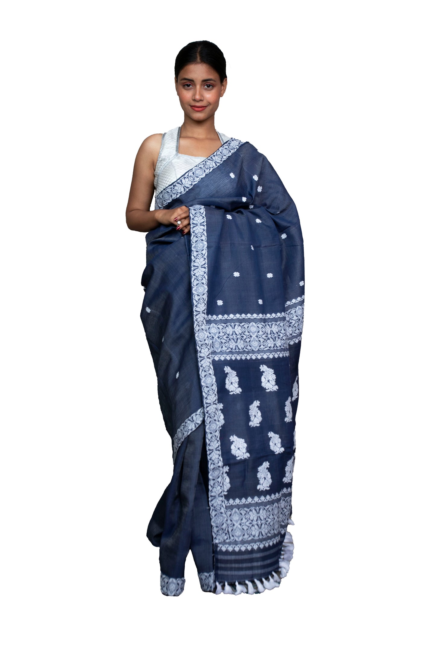 Assam Handloom Grey Nooni Cotton Saree