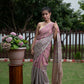 Blush Pink and Gray Katha cotton saree