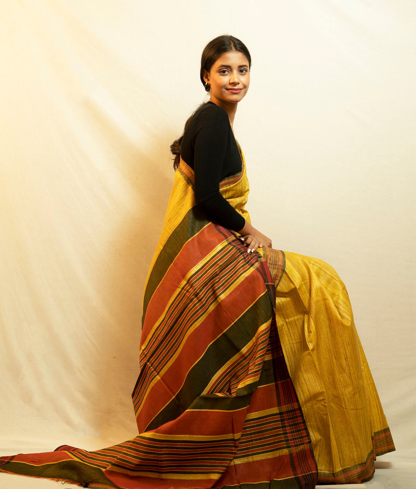 Tussar By Ghicha Silk Saree(Turmarik Yellow)