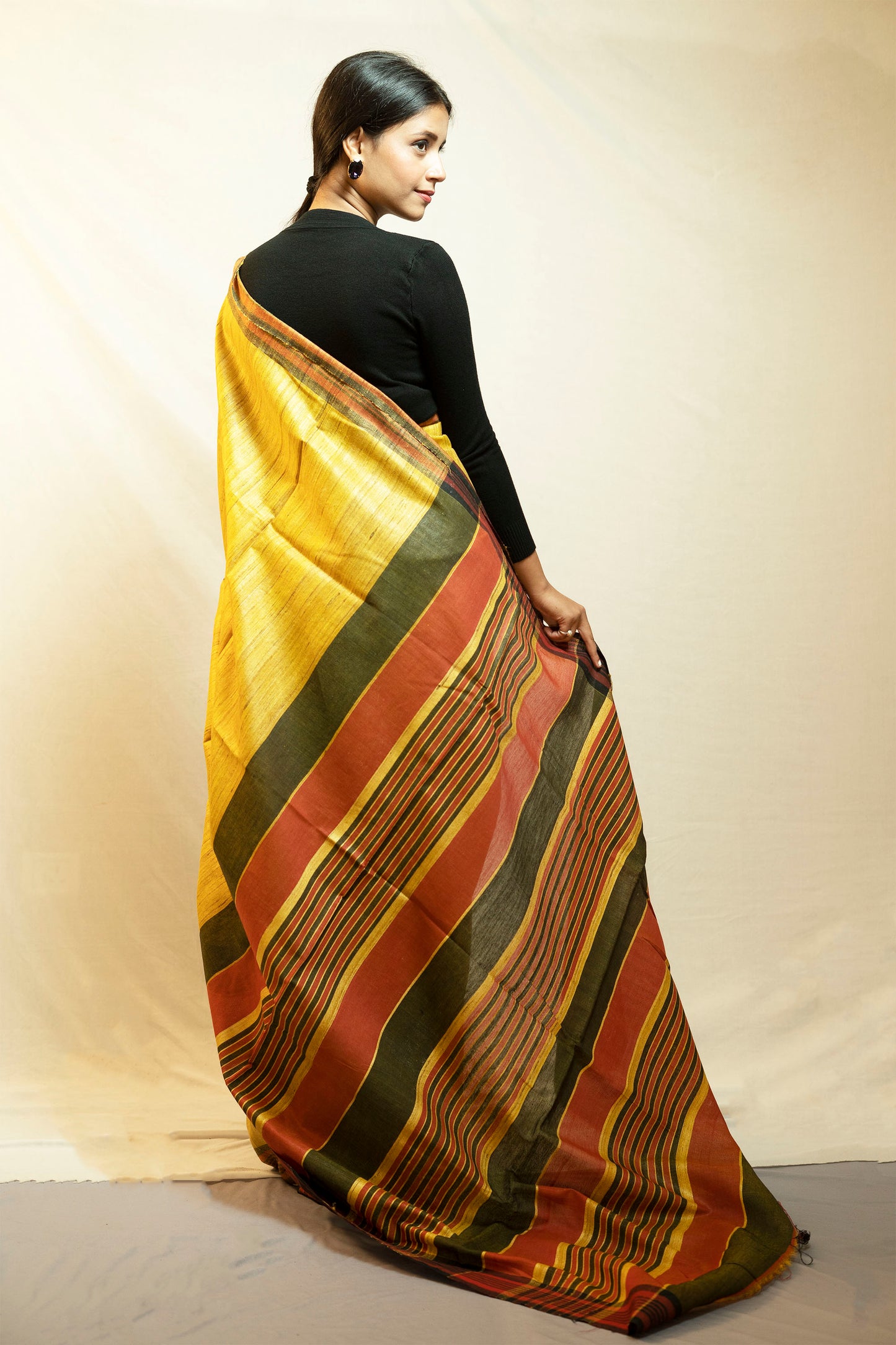 Tussar By Ghicha Silk Saree(Turmarik Yellow)