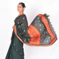 Bottle green with orange motif