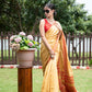 Handloom Tussar Ghicha Silk Saree(golden brown)