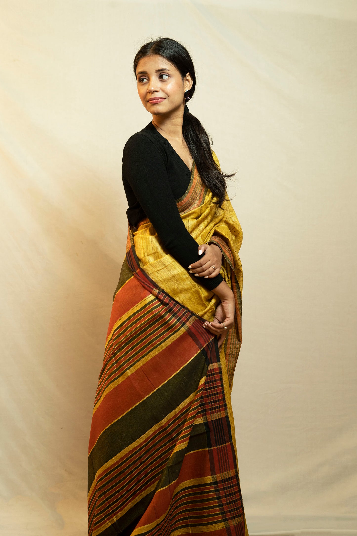 Tussar By Ghicha Silk Saree(Turmarik Yellow)