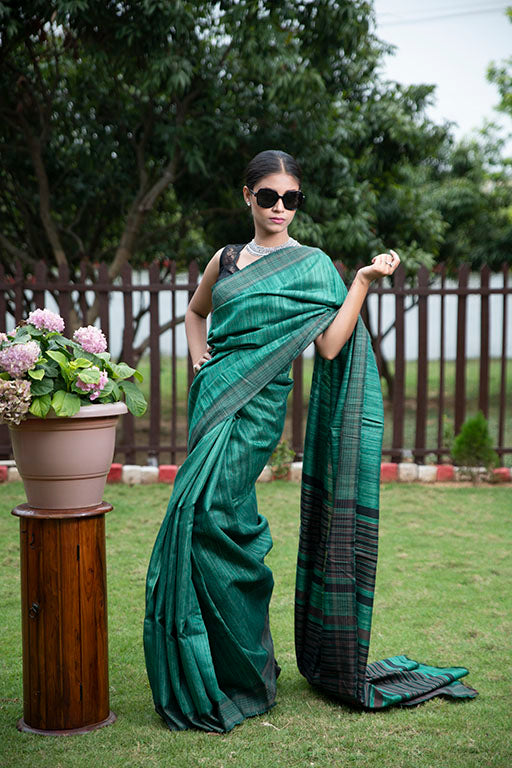 Multi Color Block Printed Ghicha Silk Saree – WeaversIndia