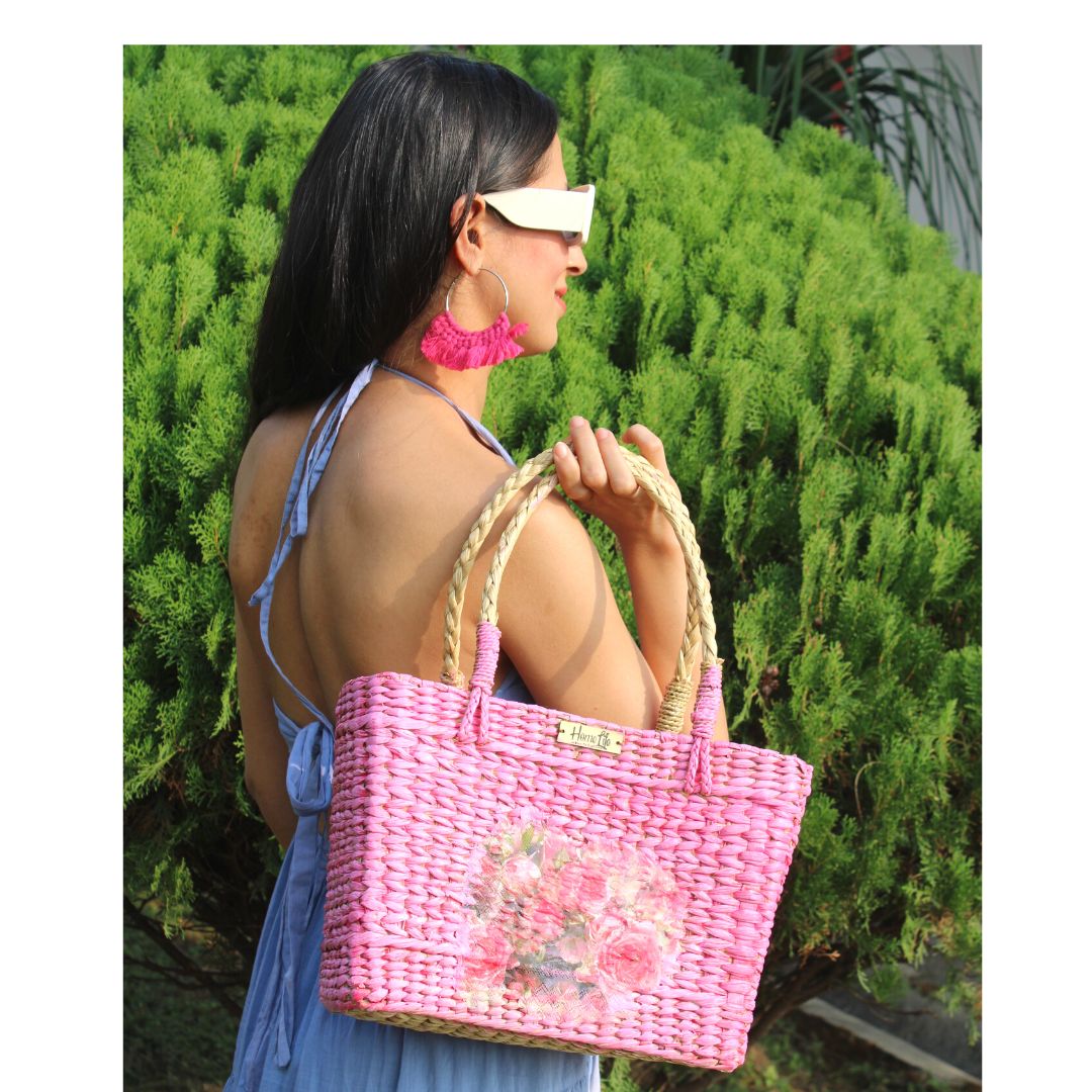 Handcrafted Pink Tote Bag