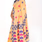 Yellow Orange with blue motif