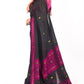 Black handloom saree with pink motif