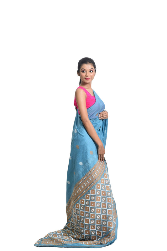 Assam handloom sky blue saree