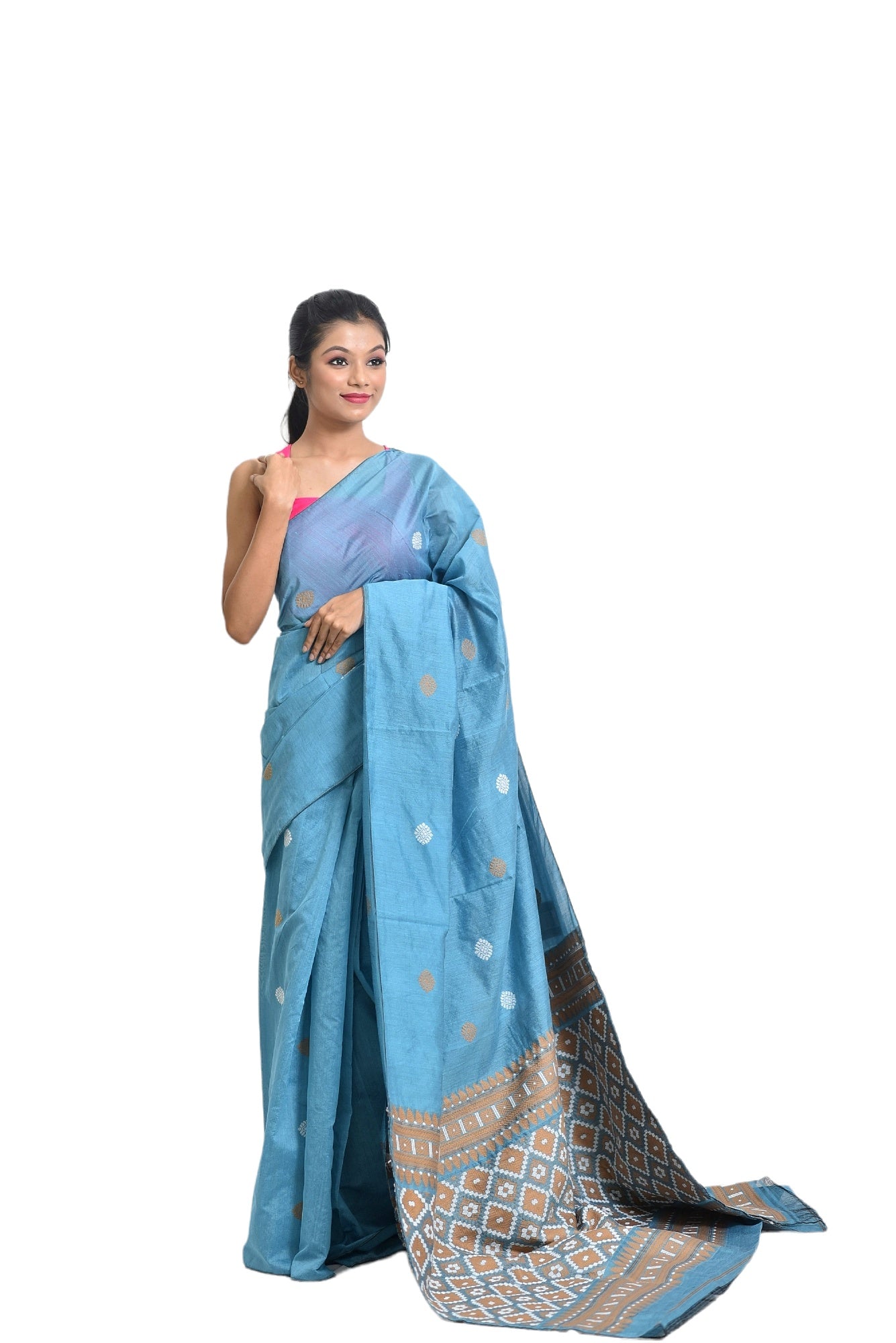 Assam handloom sky blue saree