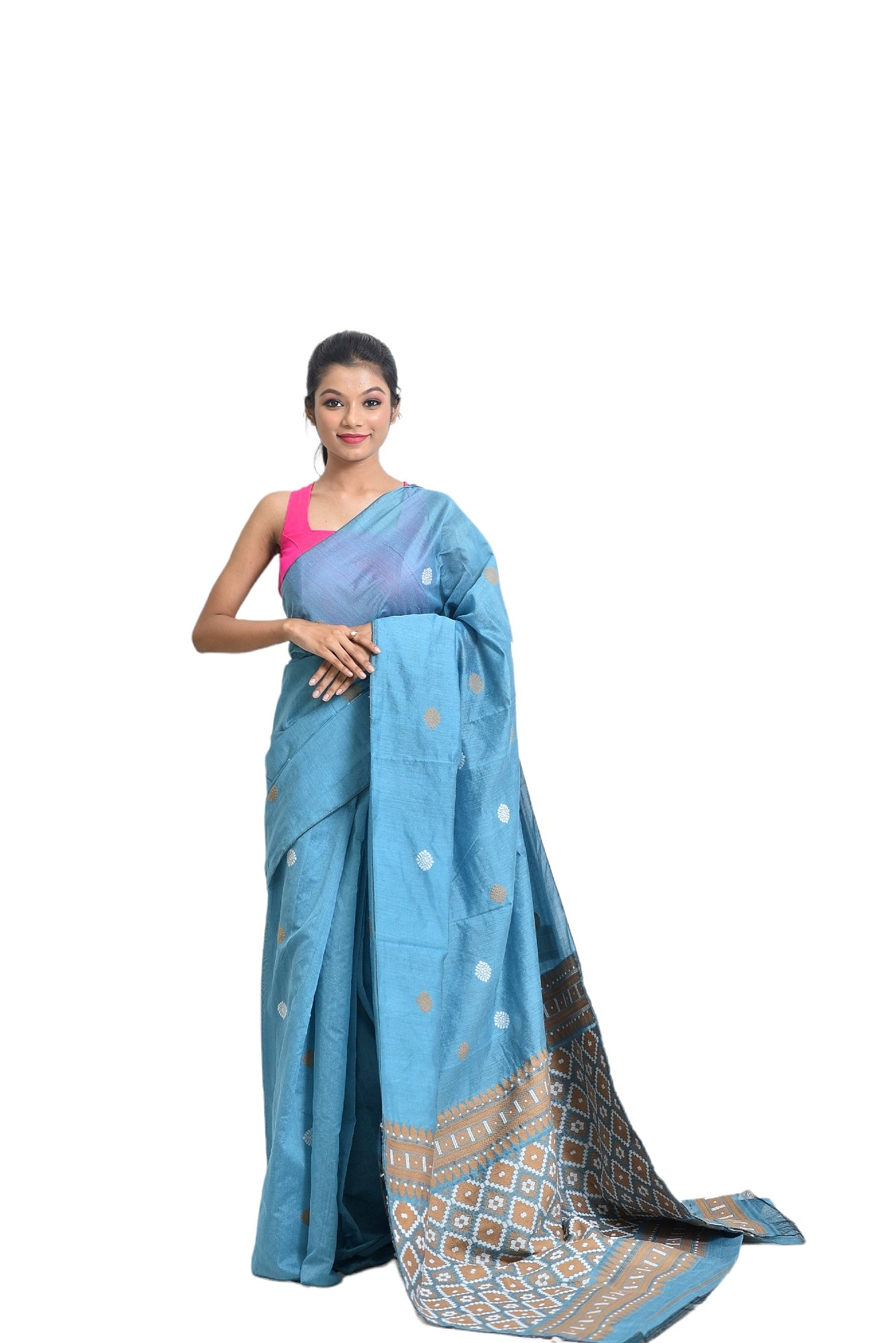 Assam handloom sky blue saree