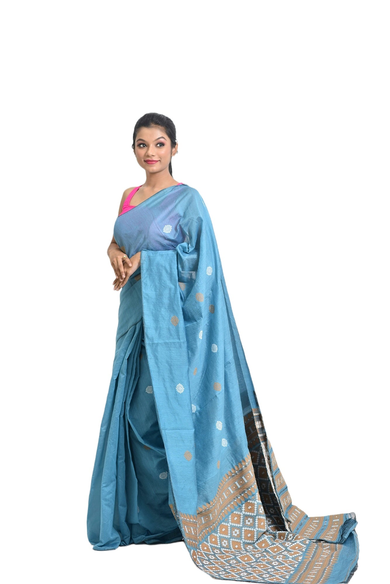 Assam handloom sky blue saree