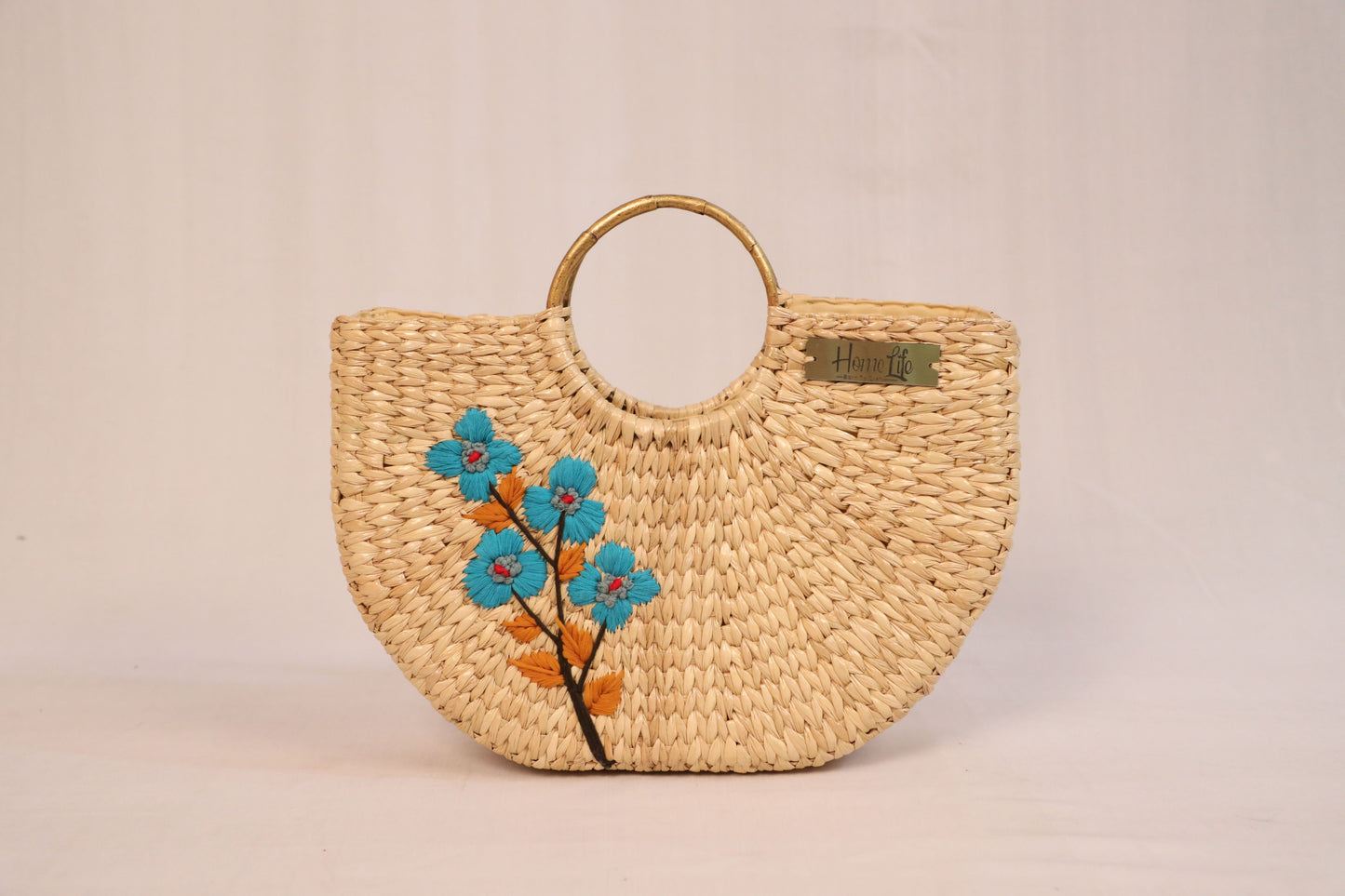 Handwoven U-shaped embroidered Beach Bag