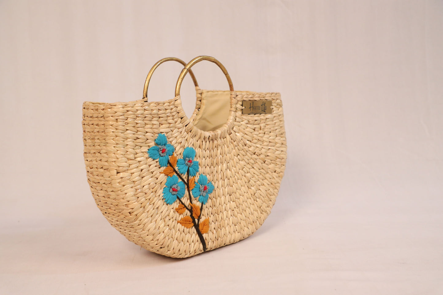 Handwoven U-shaped embroidered Beach Bag