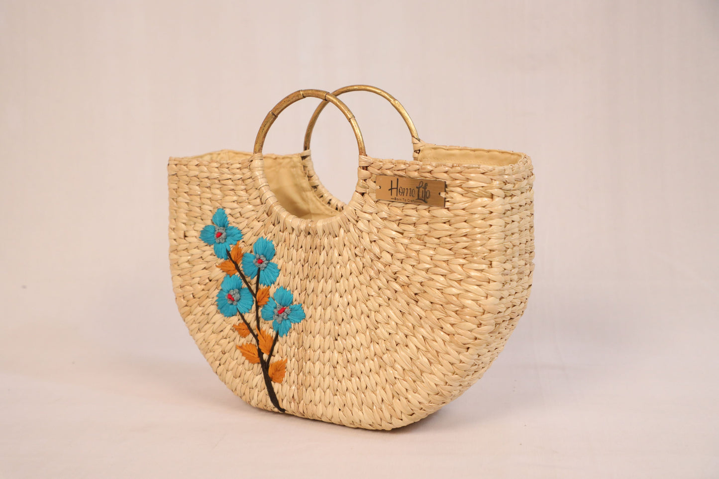 Handwoven U-shaped embroidered Beach Bag