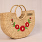 Handwoven U shaped red embroidered Beach Bag