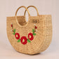 Handwoven U shaped red embroidered Beach Bag