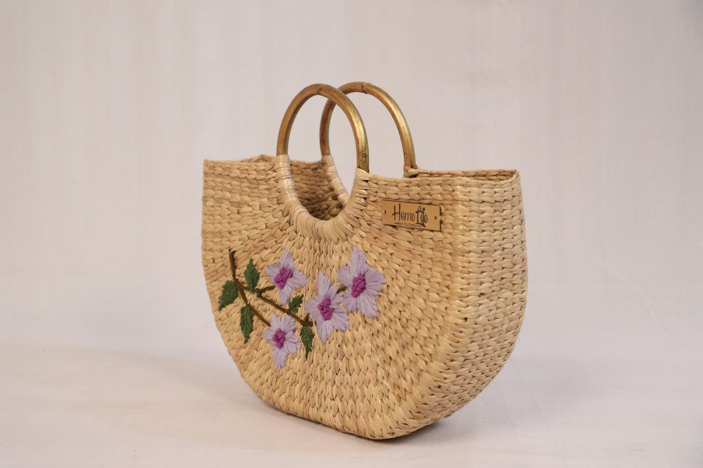 Handwoven U-shaped embroidered Beach Bag