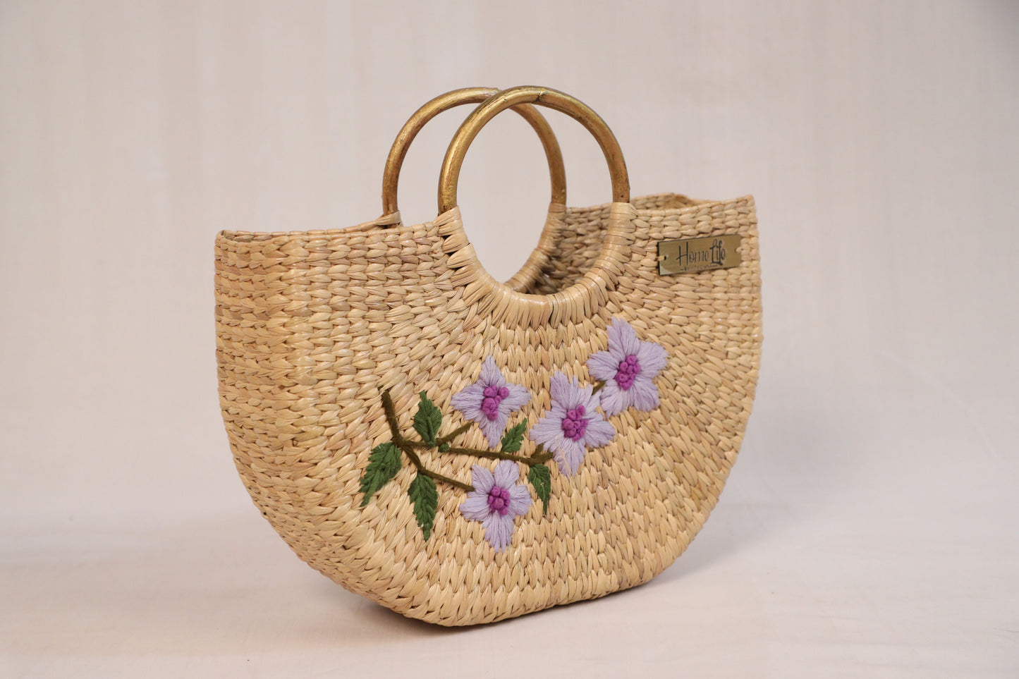 Handwoven U-shaped embroidered Beach Bag