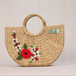 Red and White handwoven U-shaped beach bag