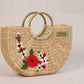 Red and White handwoven U-shaped beach bag