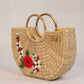 Red and White handwoven U-shaped beach bag