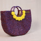Purple Beach Bag with yellow Pom Pom