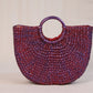 Purple Beach Bag with yellow Pom Pom